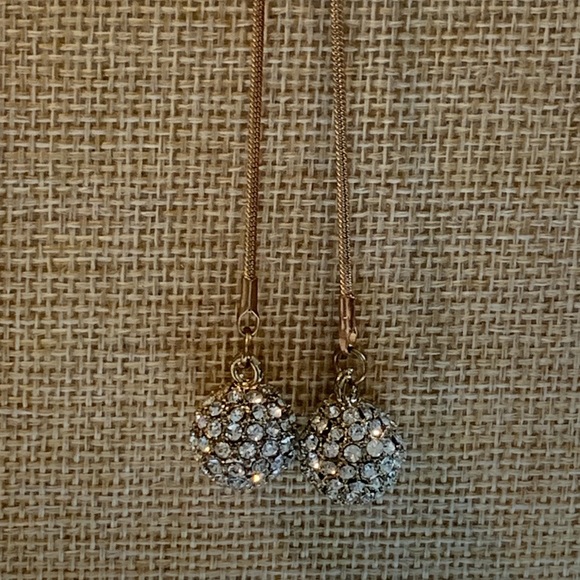 Vintage Elegant Gold Tone Lauriet Style Necklace with Rhinestone Ball Accents - Picture 7 of 8